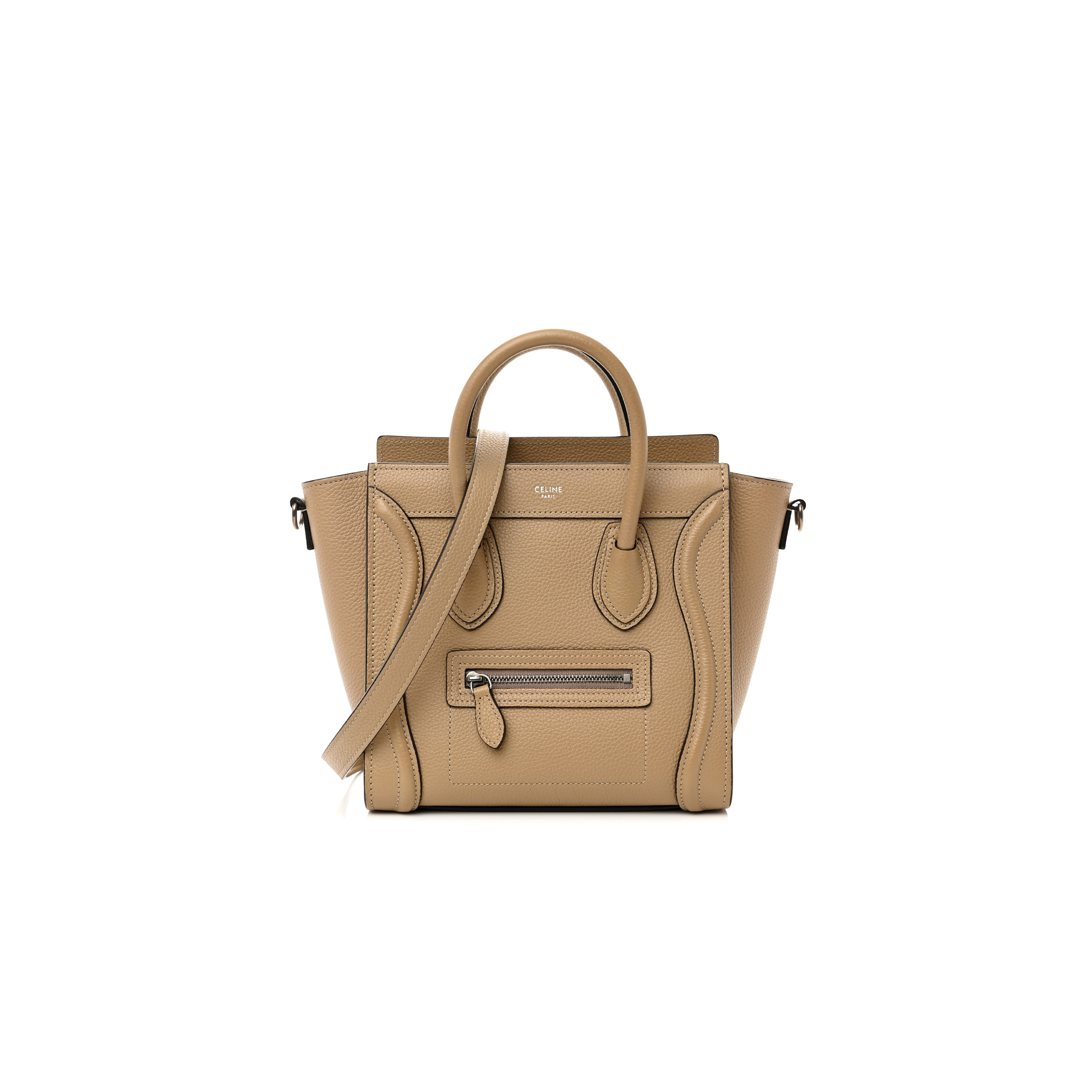 CELINE DRUMMED CALFSKIN NANO LUGGAGE DUNE 1403304 (20*20*10cm)